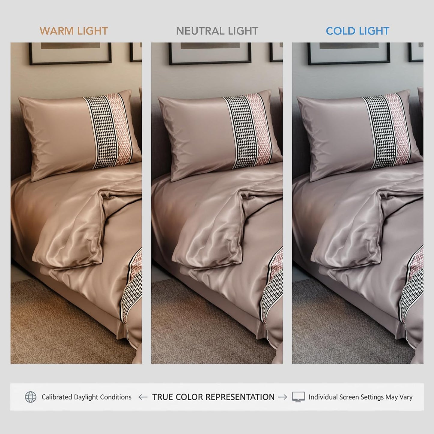 Stoa Paris King Duvet Cover Set 3Pcs, 300TC Silk-Like All-Season Luxury Satin Bedding, Skin & Hair Safe, Home Decor, Hidden Zipper + 2 Pillow Shams 20X40”, No Comforter Included, Versailles:Champagne