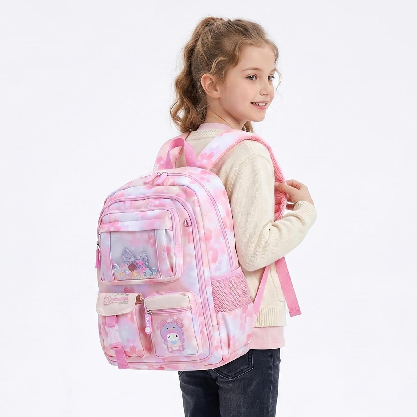 GOKTOW Girls Backpack School Bag for Students Kids Book Bag with Multiple Pockets Splash-Proof Children'S Backpack