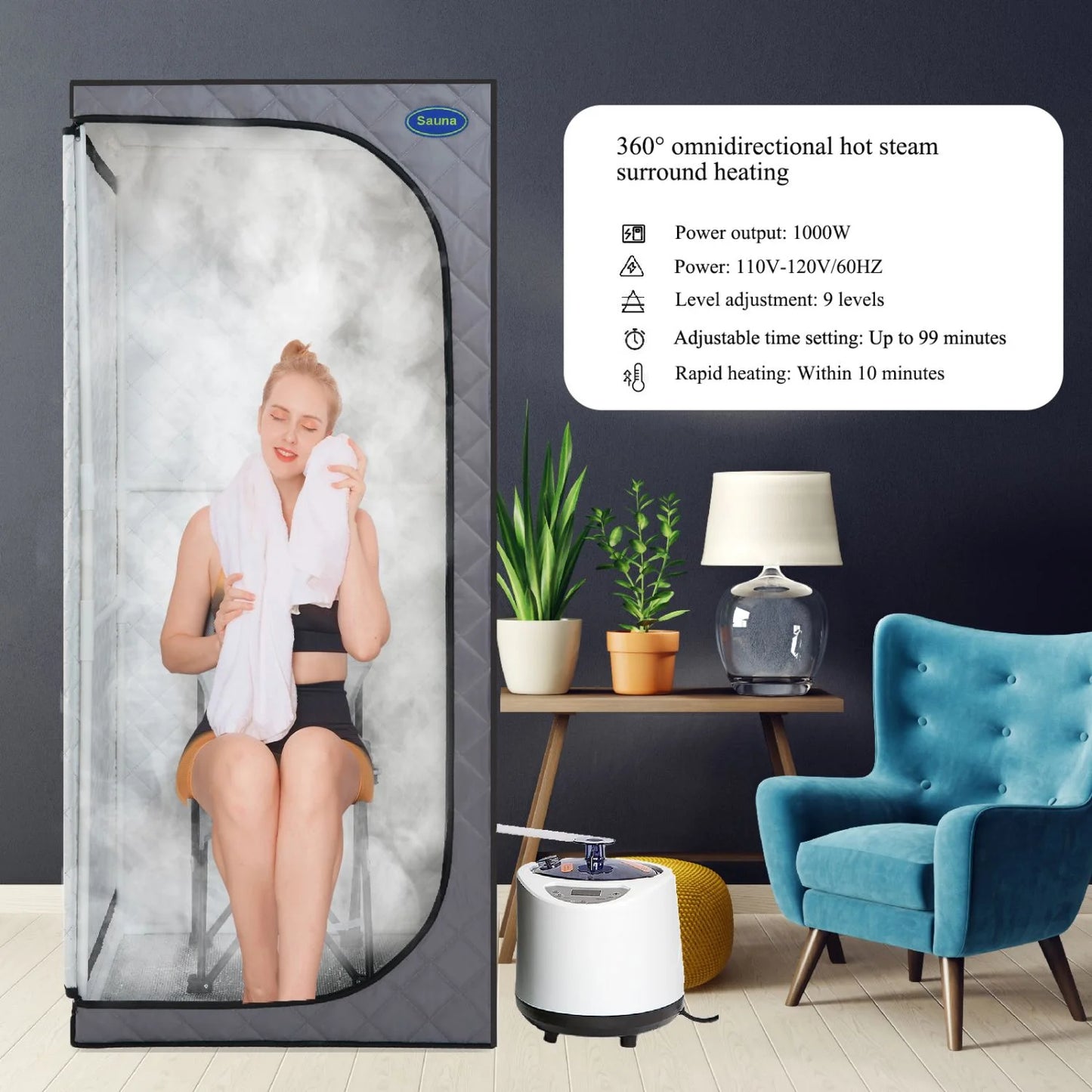 Cheelom Weight Loss Sauna Tent Portable Full Body Steam Sauna Box Sauna Tent with Folding Chair Walking Sauna