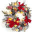 24 Inch Lighted Christmas Wreaths, Pre-Lit Xmas Wreath with 3 Red Bow, Pine Wreath with 30 LED Lights, Light up Christmas Wreath for Front Door Holiday Wall Christmas Party Decor