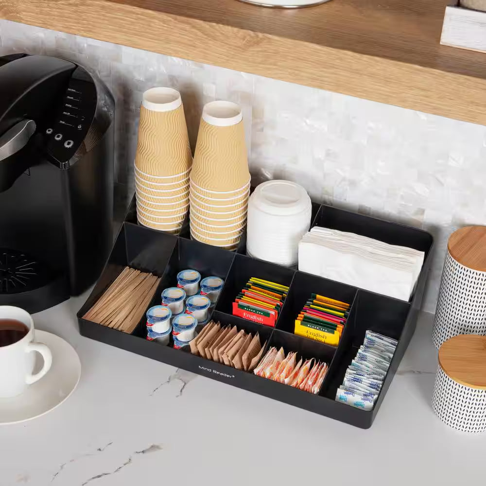 Cup and Condiment Station, Countertop Org, Coffee Bar, Rayon from Bamboo, 18.13 In. L X 9.5 In. W X 6.5 In. H, Brown