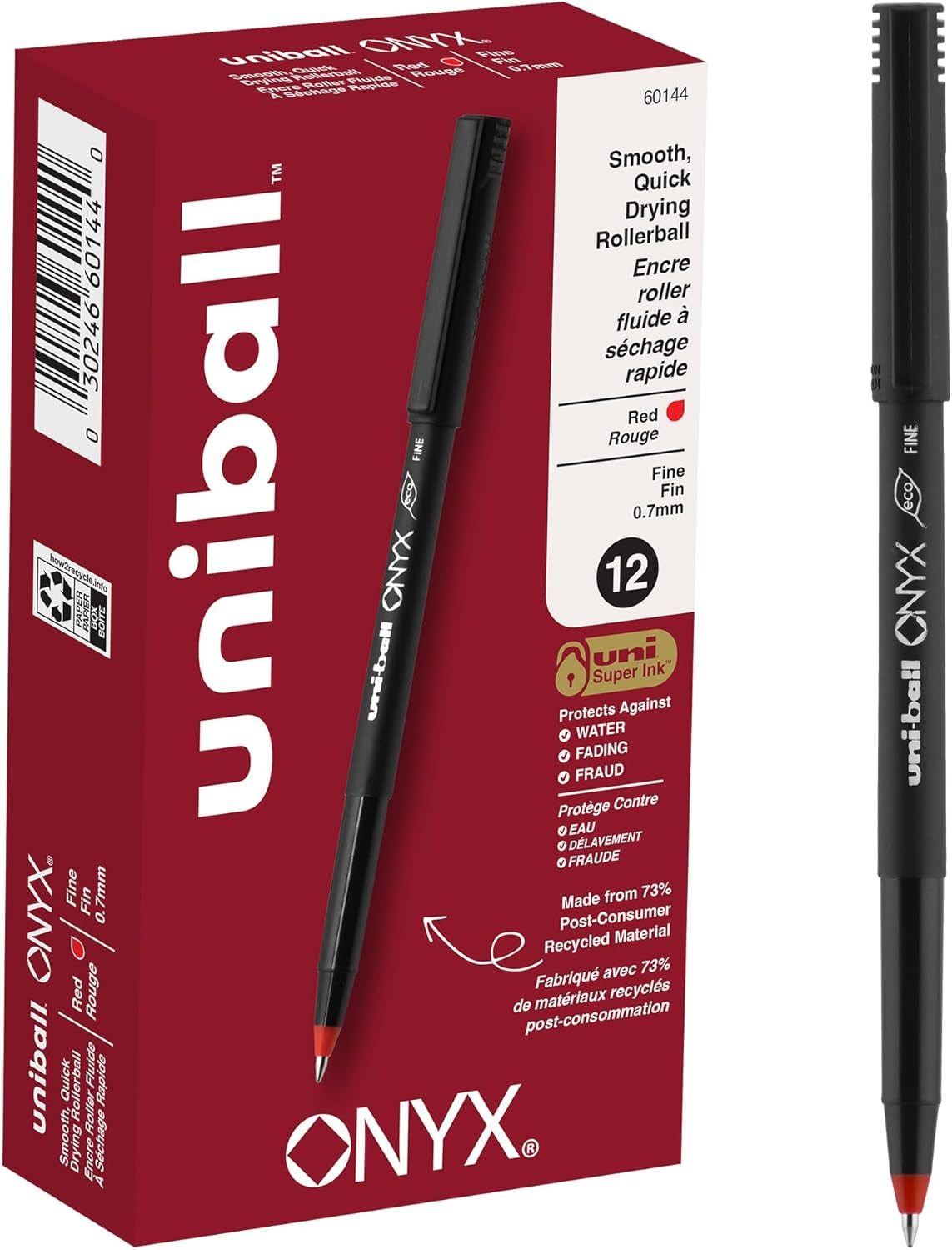 Uniball Onyx Rollerball Stick Pen 12 Pack, 0.7Mm Fine Red Pens, Gel Ink Pens | Office Supplies, Pens, Ballpoint Pen, Colored Pens, Gel Pens, Fine Point, Smooth Writing Pens