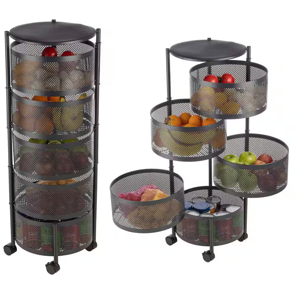 5 Tier Rolling Kitchen Cart, Black
