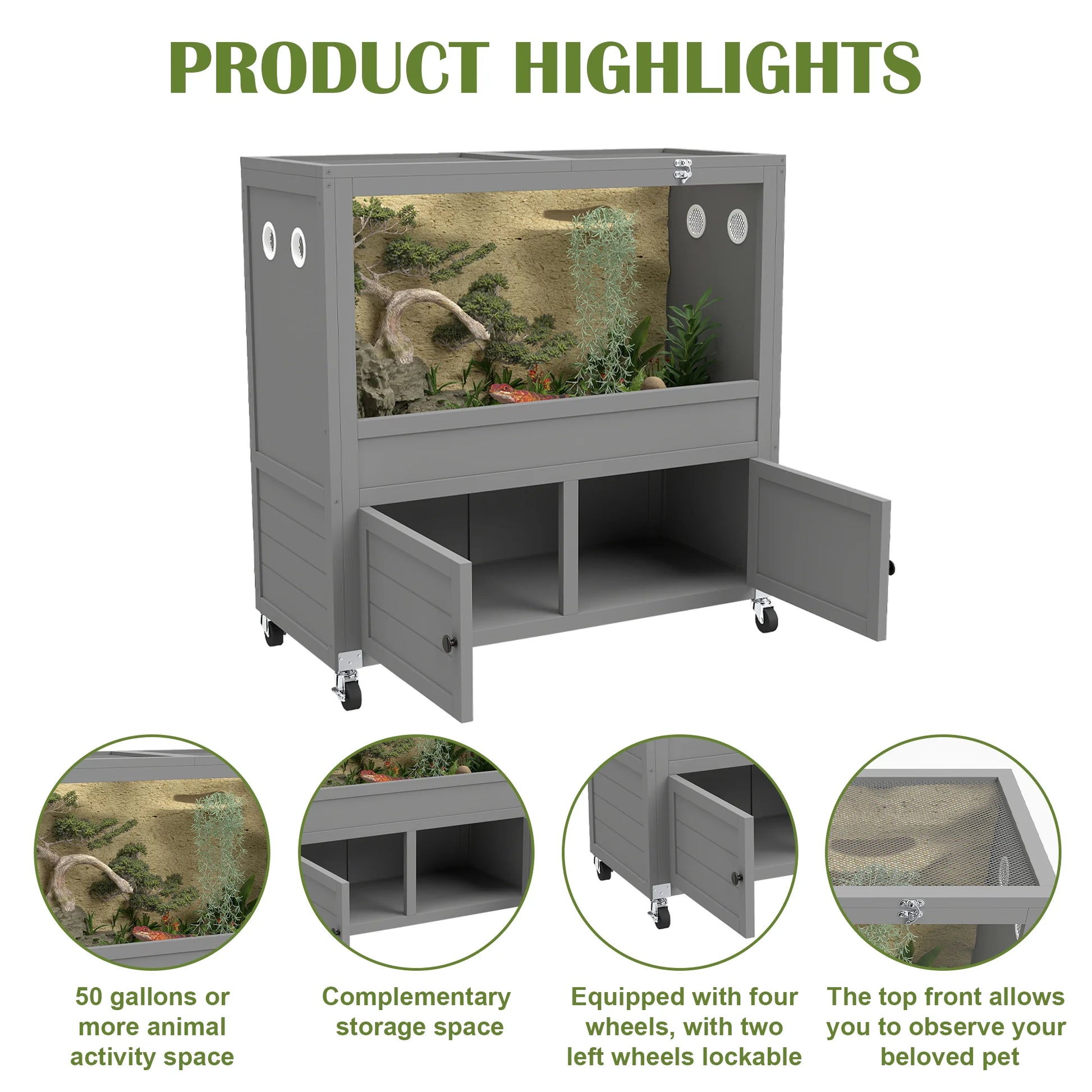 WAYTRIM 36 Gallon Reptile Terrarium with Stand