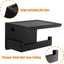 HITSLAM Toilet Paper Holder with Shelf, Stick on Matte Black Toilet Paper Roll Holder, Self Adhesive or Wall-Mount with Screws for Bathroom,Washroom