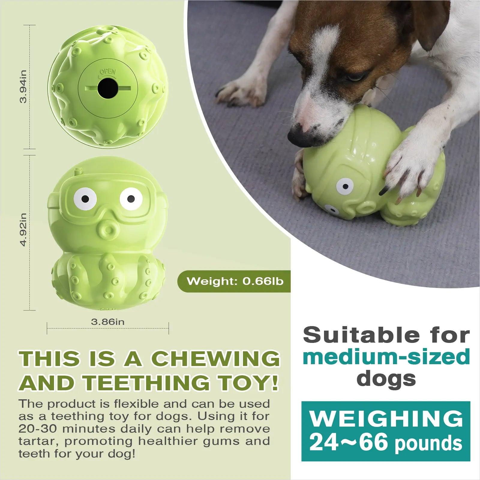 KADTC Dog Chew Octopus Toy - Puppy Stuffable Freezable Toy - Treat Food Dispensing Ball - Erichment Toys - Durable & Indestructible