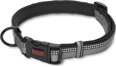 HALTI Comfort Collar - Nylon and Neoprene-Padded Comfy Dog Collar, Reflective, Easy to Fit & Use. Colorful Two-Tone Design, Suitable for Medium Dogs and Puppies (Size M, Black)