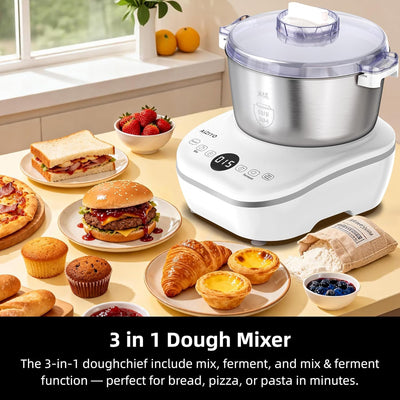 AIZIYO Doughchief, 7.4QT Dough Maker, Dough Mixer with Ferment Function, 304 Stainless Steel Bowl, Removeable Lid, Face-Up Touch Panel, Electric Dough Proofing Box for Pizza & Bread