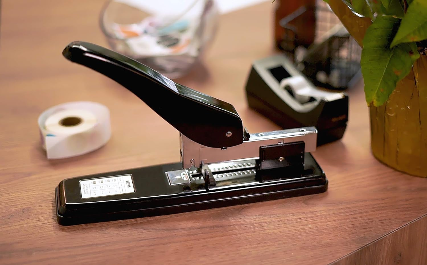 Better Office Products Heavy Duty Commercial Stapler with 2,000 Staples, Black Polished Steel, 100 Sheet High Capacity, Rounded Ergonomic Lever & Weighted Stability Base, Jam Free Large Stapler,