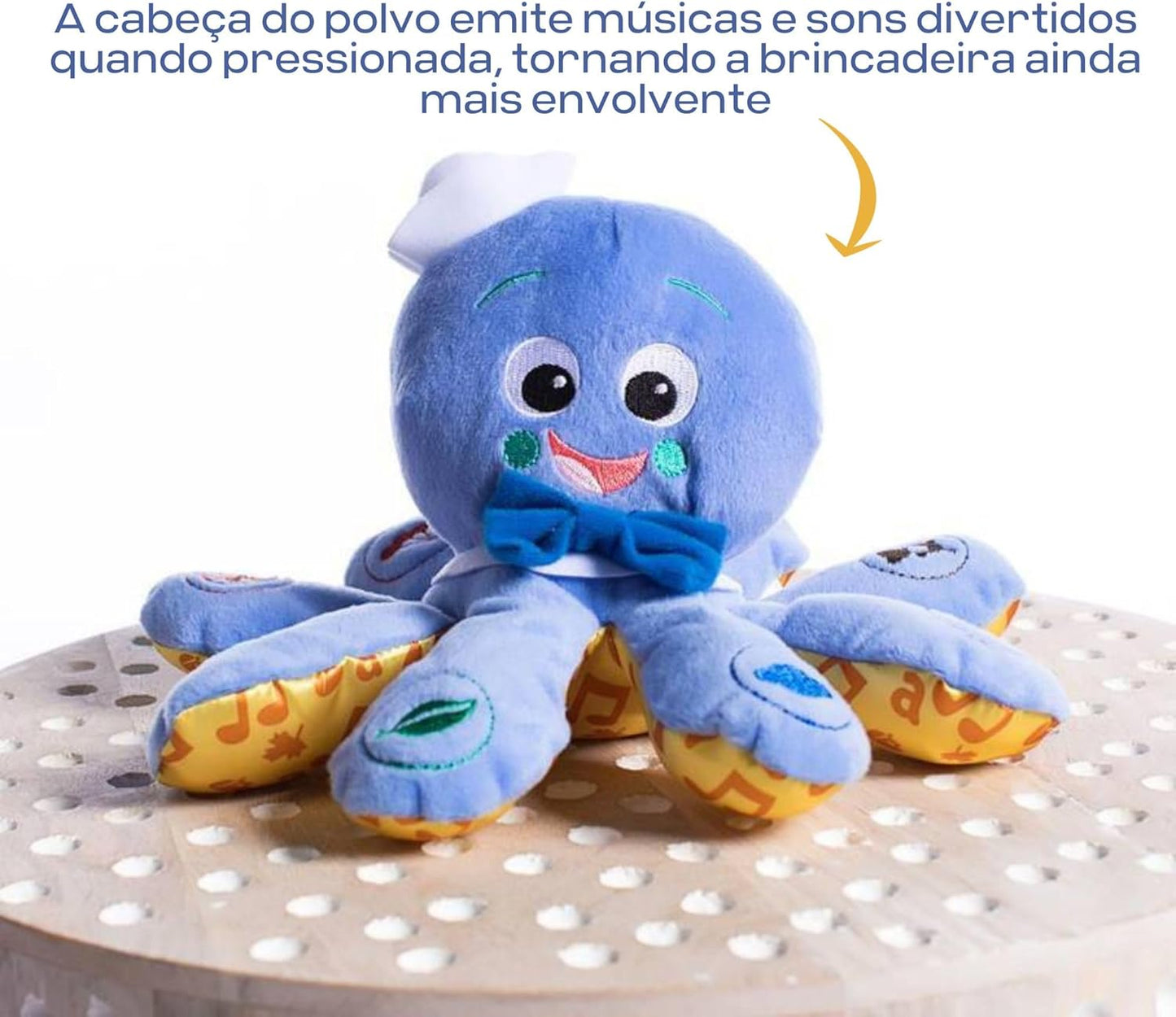 Baby Einstein Octoplush Musical Huggable Stuffed Animal Plush Toy, Learn Colors in 3 Languages, Blue, 11" Age 3 Month and Up,