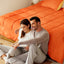 Exclusivo Mezcla Lightweight Reversible Queen Size Comforter Set, down Alternative Comforter with 2 Pillow Sham, Queen Size Bedding Set for All Seasons, Orange/Yellow