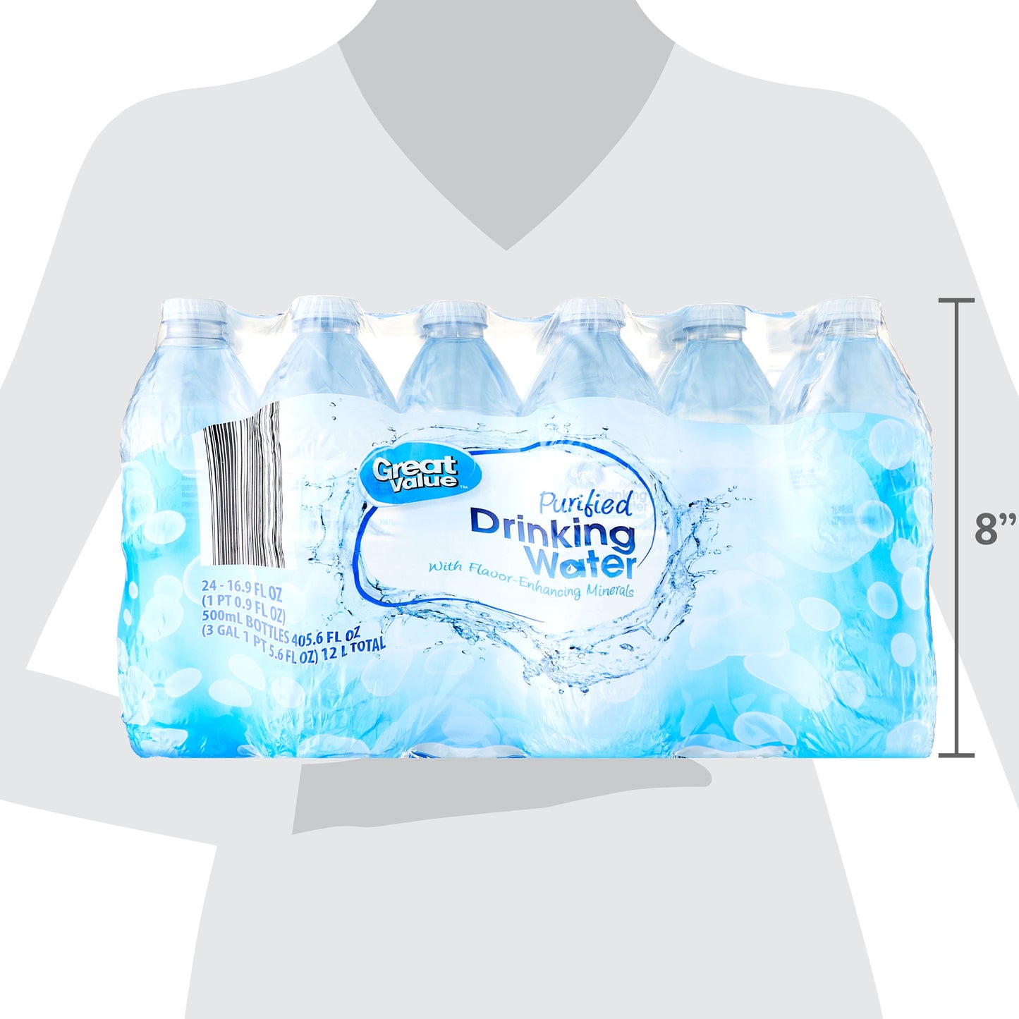 Great Value Purified Drinking Water, 16.9 Fl Oz, 24 Count