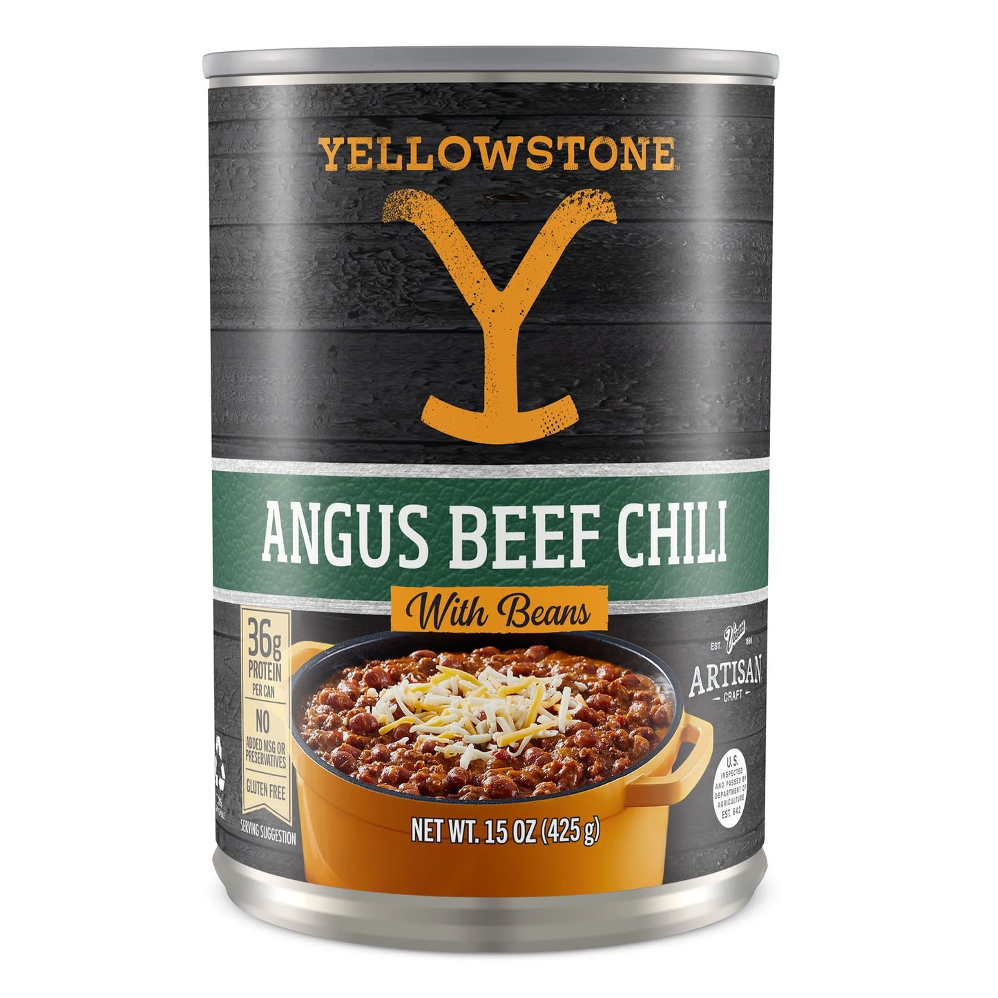 (6 Pack) Yellowstone Angus Beef Chili with Beans 15 Oz. Can Savory