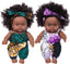 Ecore Fun 2 Pcs 8 Inch Black Baby Doll with Clothes and Accessories | African Washable Realistic Silicone Baby Dolls with Clothes and Hairband Pretend Play Age 3+