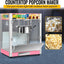 Commercial Countertop Popcorn Maker Machine 8 Ounce Kettle Movie Theater Automatic Popcorn Popper with Heating Rod Heat Lamp Safety Tempered Glass Doors