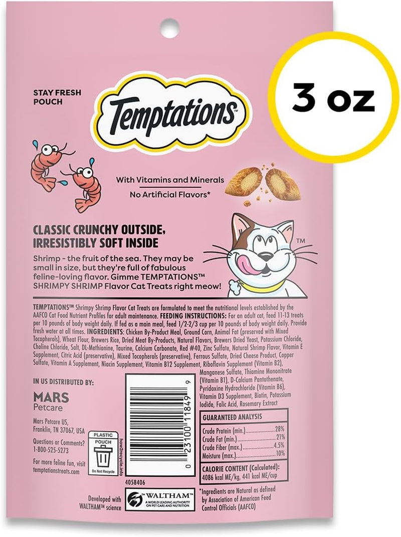 Temptations Classic Crunchy Cat Treats, Shrimpy Shrimp, 3 Oz, 12 Pk