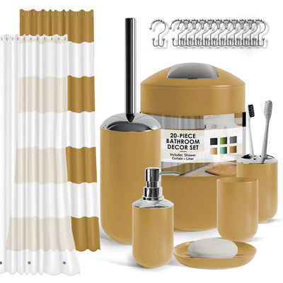 Hearth & Harbor 20 Piece Bathroom Accessories Set, Gold Bathroom Decor Set