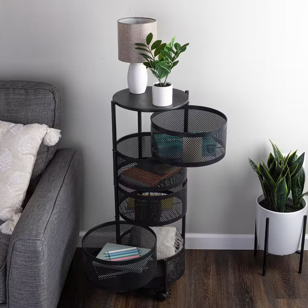 5 Tier Rolling Kitchen Cart, Black