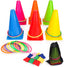 3 in 1 Carnival Games Set, Soft Plastic Cones Cornhole Bean Bags Ring Toss Games for Carnival Kids Birthday Party Indoor Outdoor Games Supplies