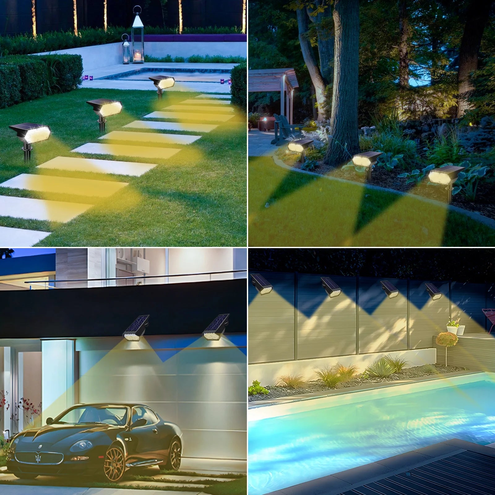 Toodour Solar Lights Outdoor, 49 LED Super Bright Solar Spot Lights with 2 Lighting Mode, Waterproof Solar Powered Landscape Spotlights for Garden Patio Pathway Yard (4 Pack-Warm White)