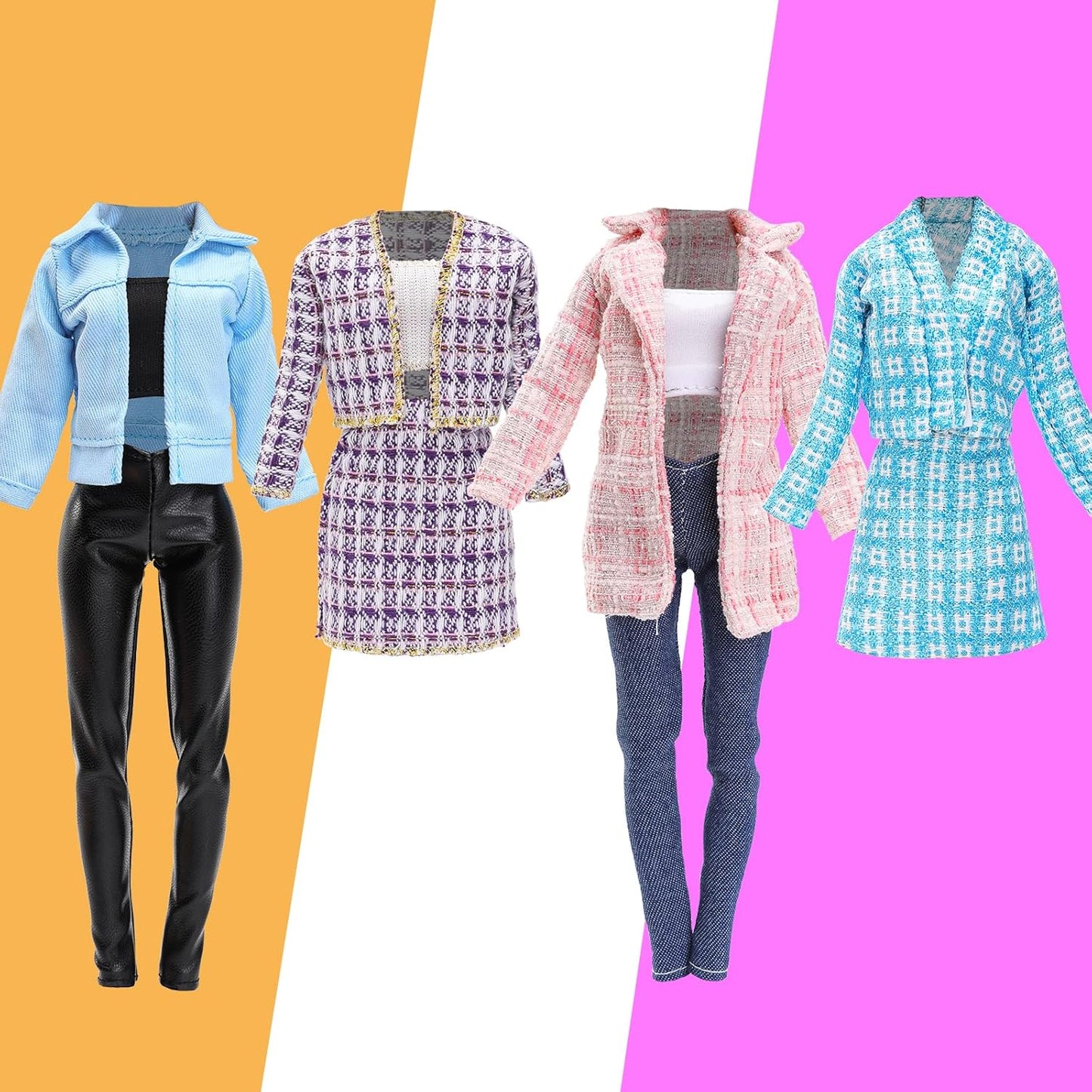 BARWA 11 PCS Doll Clothes 4 Sets Elegant Business Skirt Vest Set Fashion Top and Pants Long Sleeved Coat Office Style Casual for 11.5 Inch Girl Doll | Office Style Casual Fashion Top and Pants Long Sleeved Coat