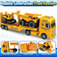 Bstoyder Toddler Boy Toys for 3 4 5 6 7 Years Kids, 25" Semi Construction Carrier Truck Toy with Excavator and Dump Truck, Friction Powered Toys with Lights and Sounds, Birthday for Boy Girls