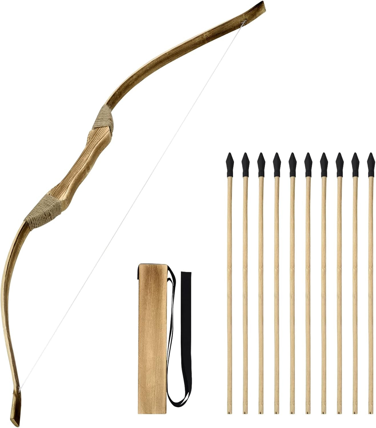 Kids Bow and Arrow Set, 32 Inch Archery Set Handmade Wooden Toy Bow and Arrow Fo
