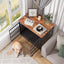 Winkalon 42 Inch Large Dog Crate Rustic Style Furniture Dog Cage Crate with 3 Doors and 4 Wheels Heavy-Duty Kennel,Brown