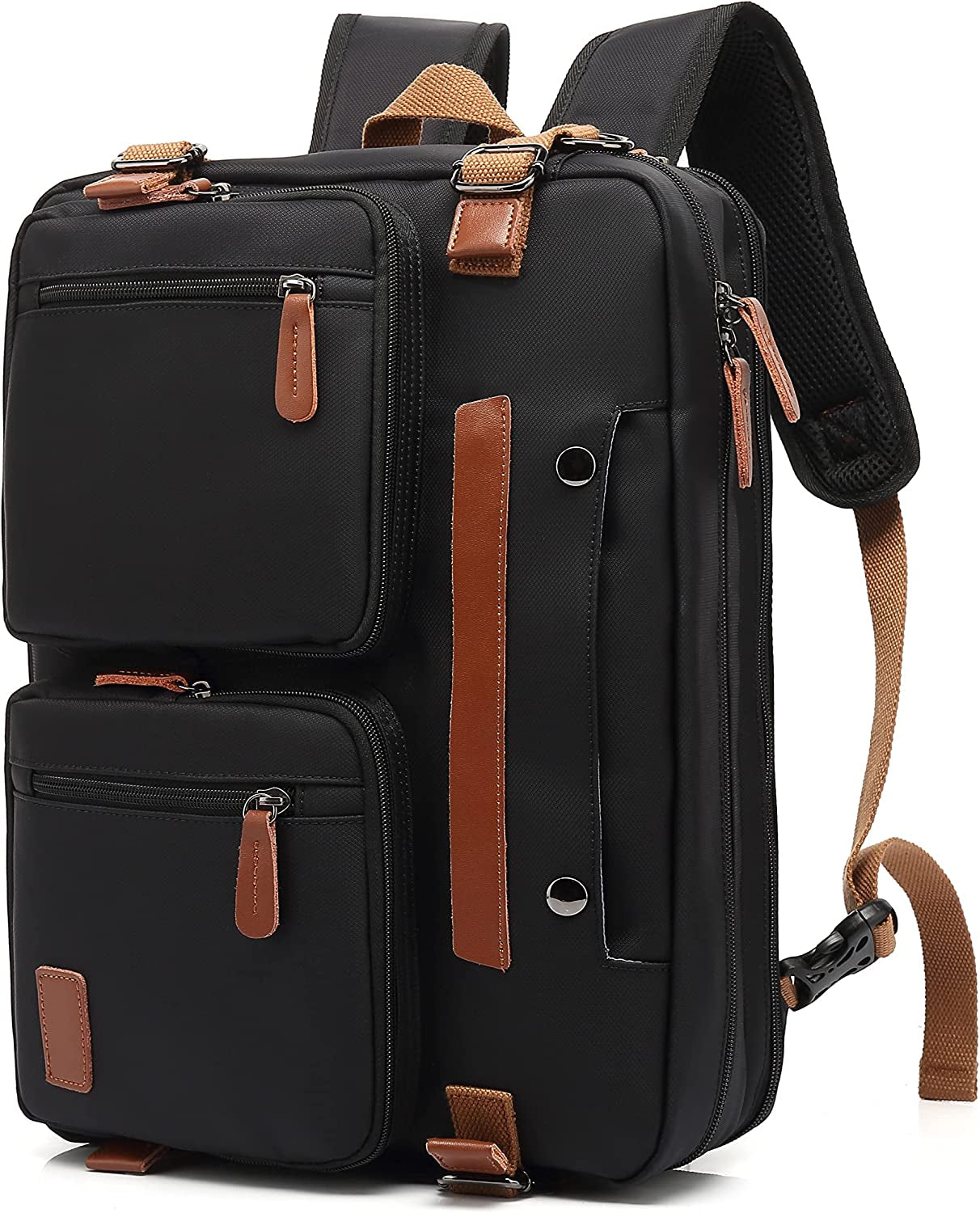 MOLNIA 3 in 1 Laptop Bag for Men, 17.3 Inch Work Bags for Men, Laptop Backpack, Briefcases, Messenger Bag, Computer Bags for Laptops for Men Women, Black