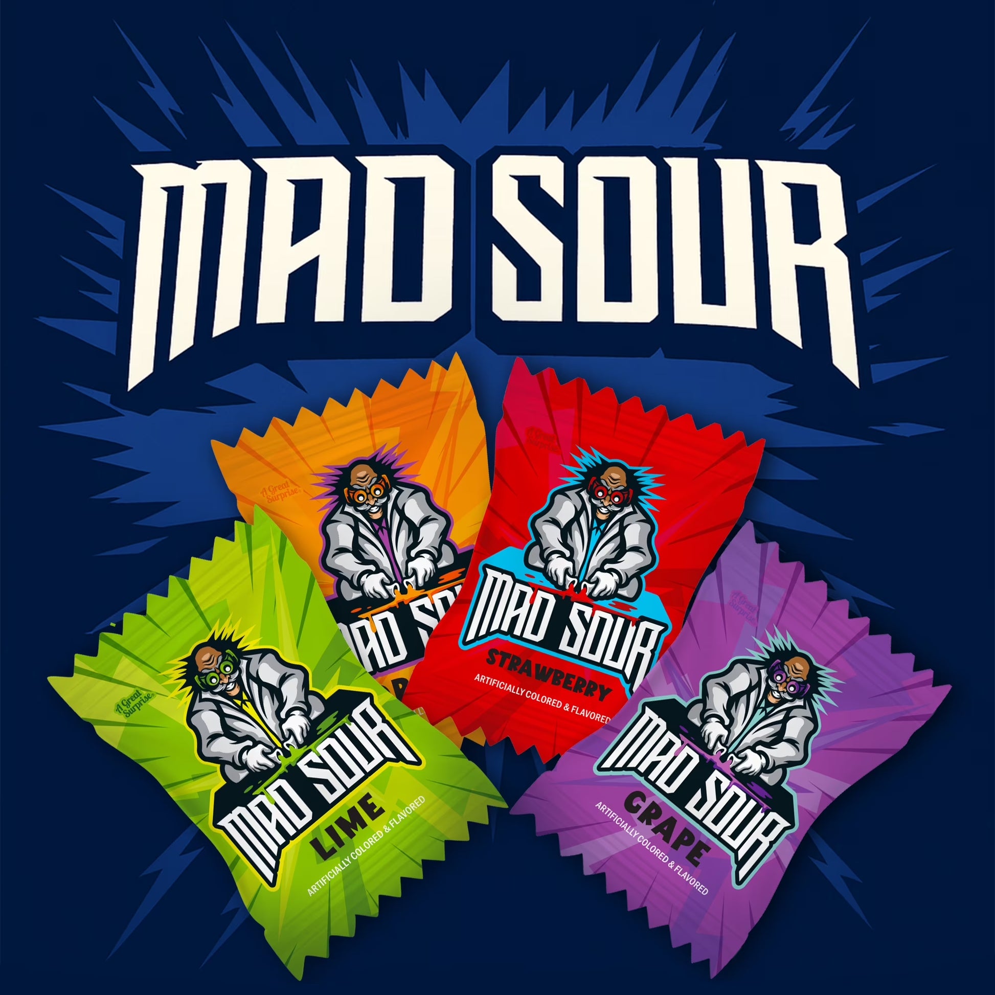 Lalees Sour Candy Variety Pack, 2 Lb Bulk Individually Wrapped Assorted Sour Candy for Piñatas, Goodie Bags, Party Favors, Candy Bowls & Kids Parties