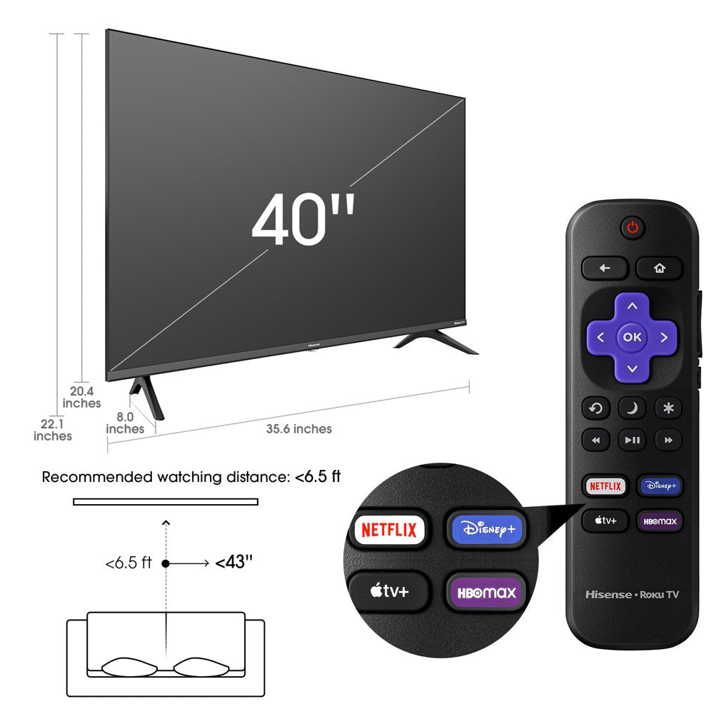 Hisense 40" Class 1080P FHD LED LCD Roku Smart TV H4030F Series (40H4030F1)