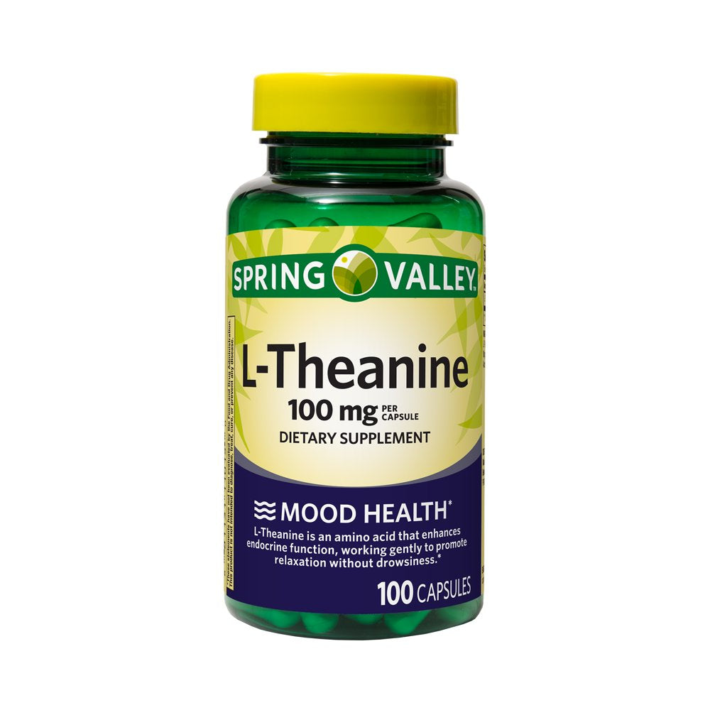 Spring Valley L-Theanine Capsules Dietary Supplement, 100 Mg, 100 Count