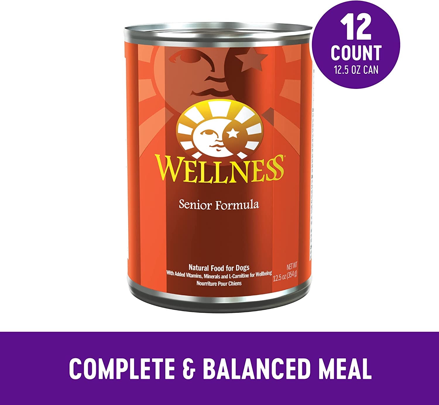 Wellness Complete Health Wet Dog Food, Senior Formula, Chicken & Sweet Potato Flavor, 12.5 Ounce, (Pack of 12).