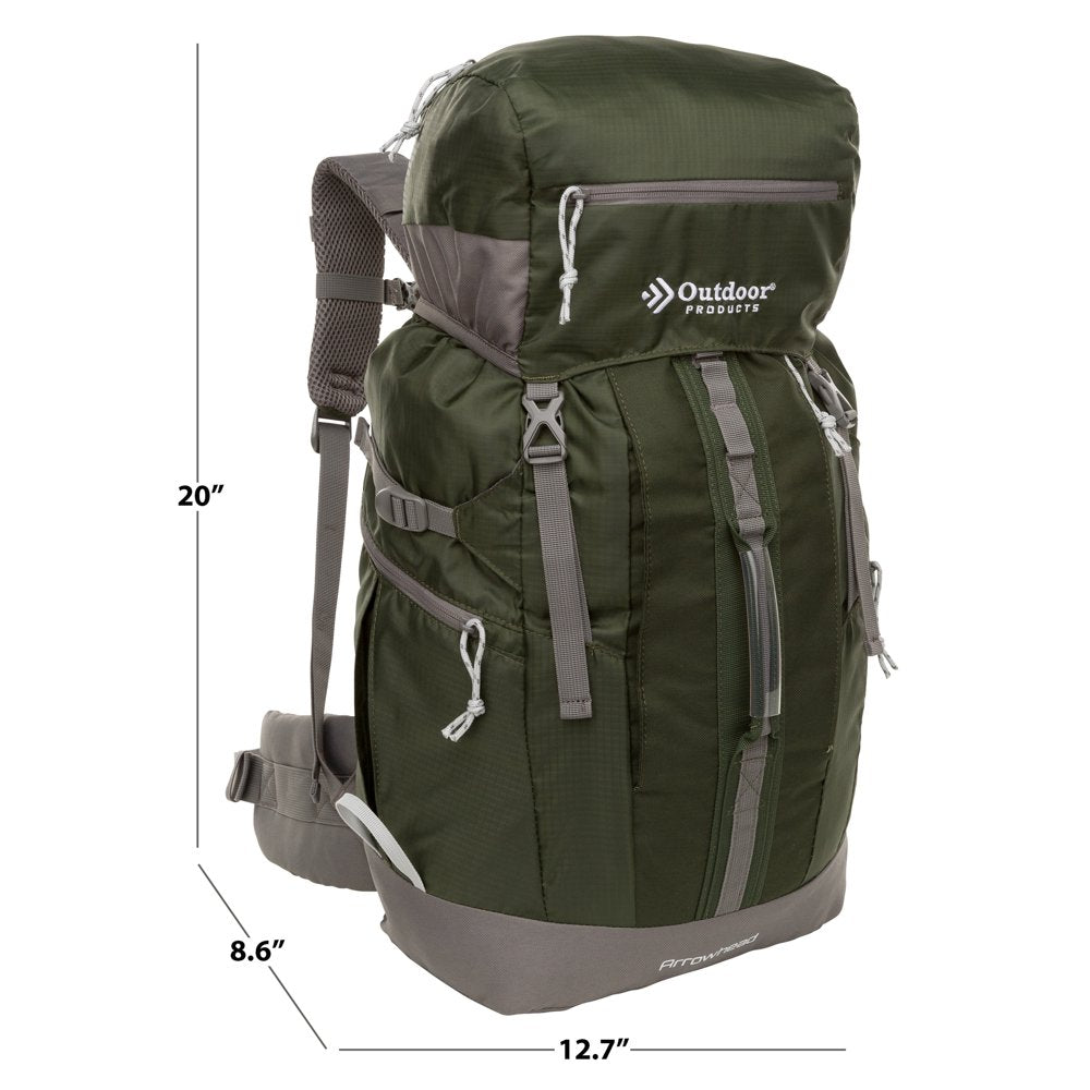 Outdoor Products Arrowhead 47 Ltr Hiking Backpack, Rucksack, Unisex, Green