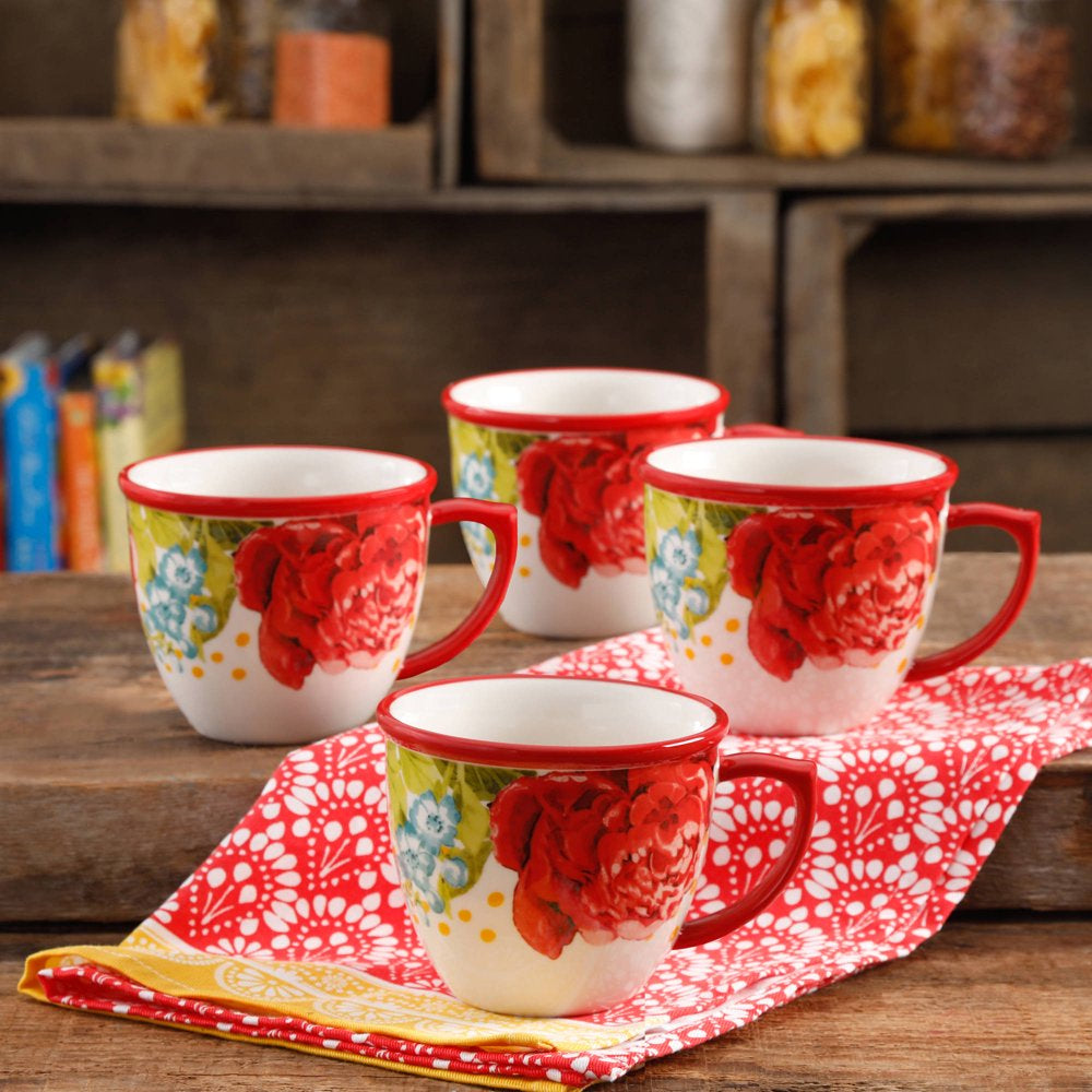 The Pioneer Woman Blossom Jubilee 4-Piece 16-Ounce Coffee Cup Set