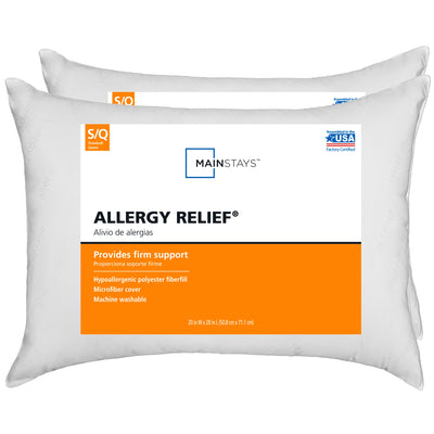 Mainstays Allergy Relief Bed Pillow, Standard/Queen, 2 Pack