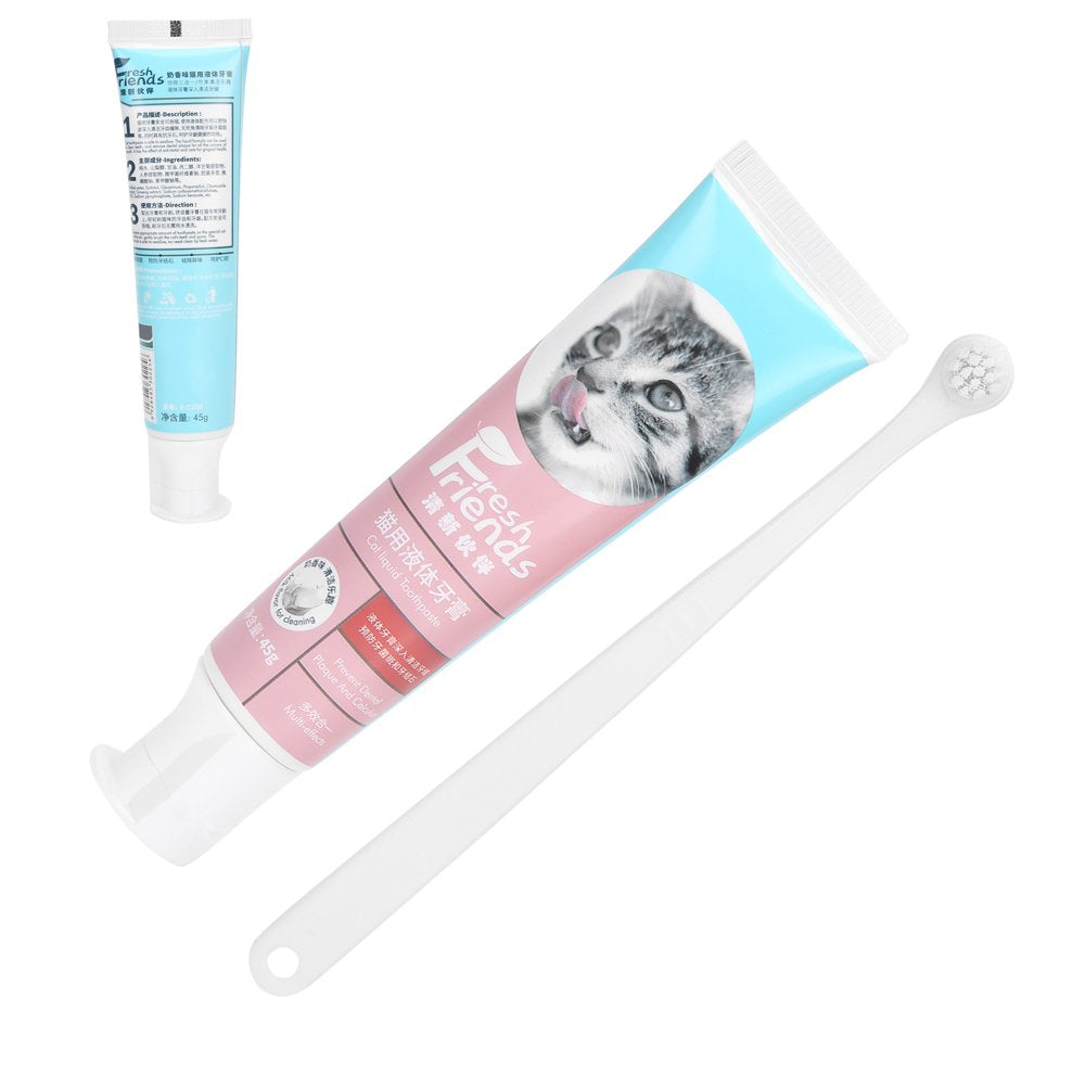 Pet Toothbrush and Toothpaste, Super Soft Brush Dog Toothpaste Kit Dog Care Dog Tooth Brushing Kit with Natural