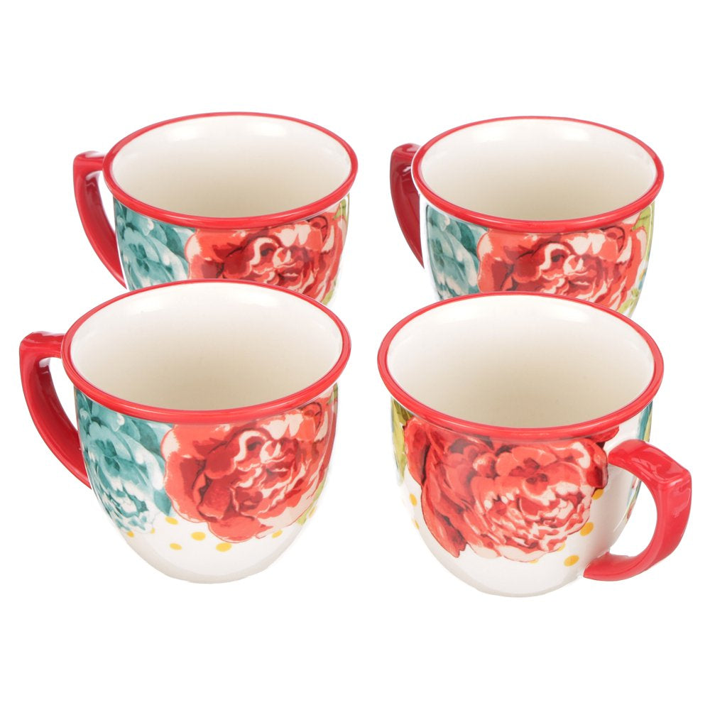 The Pioneer Woman Blossom Jubilee 4-Piece 16-Ounce Coffee Cup Set