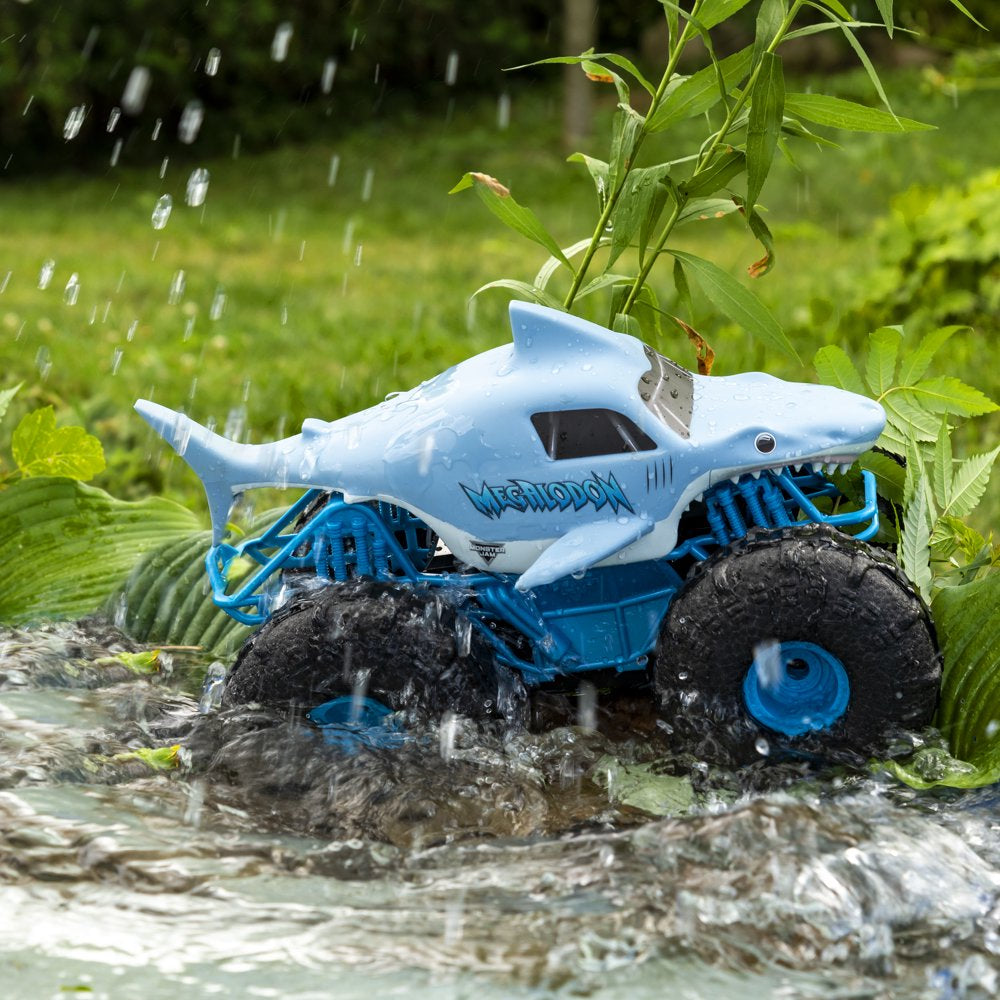 Monster Jam, Official Megalodon Storm All-Terrain Remote Control Monster Truck Toy Vehicle, 1:15 Scale