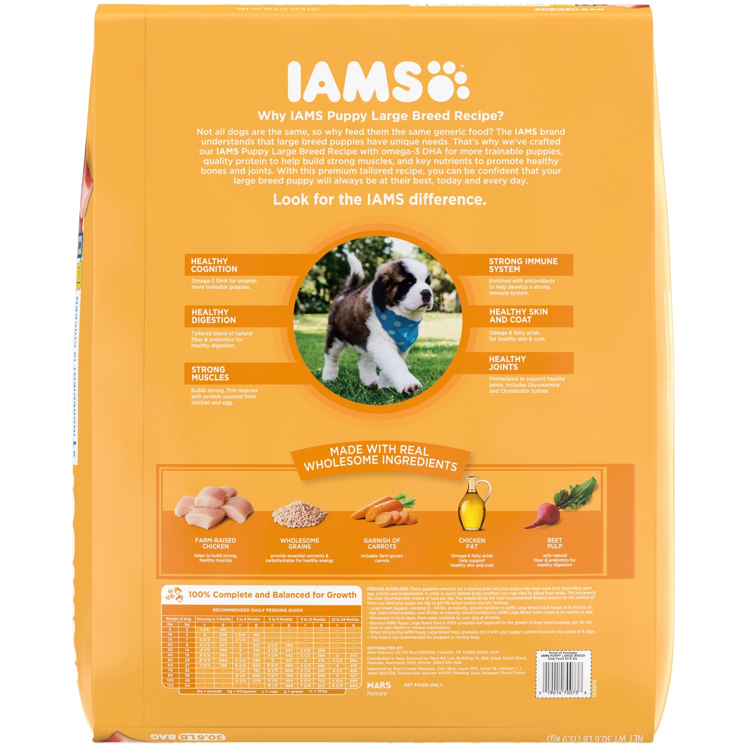 IAMS Smart Puppy with Real Chicken Dry Dog Food for Large Breed Puppy, 30.6 Lb Bag