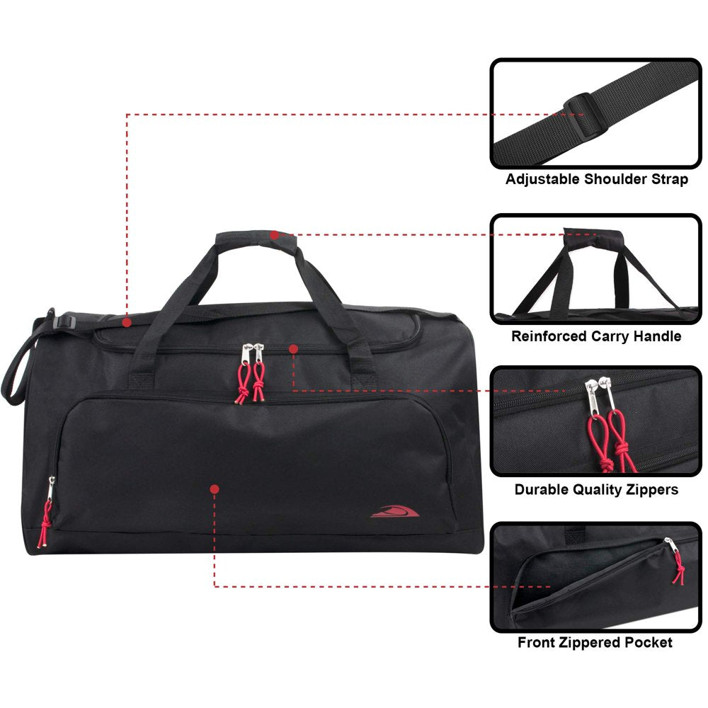 Trailmaker, 55 Liter 24 Inch Unisex Canvas Duffle Bags for Traveling, Gym, and Sports Equipment - Black 2