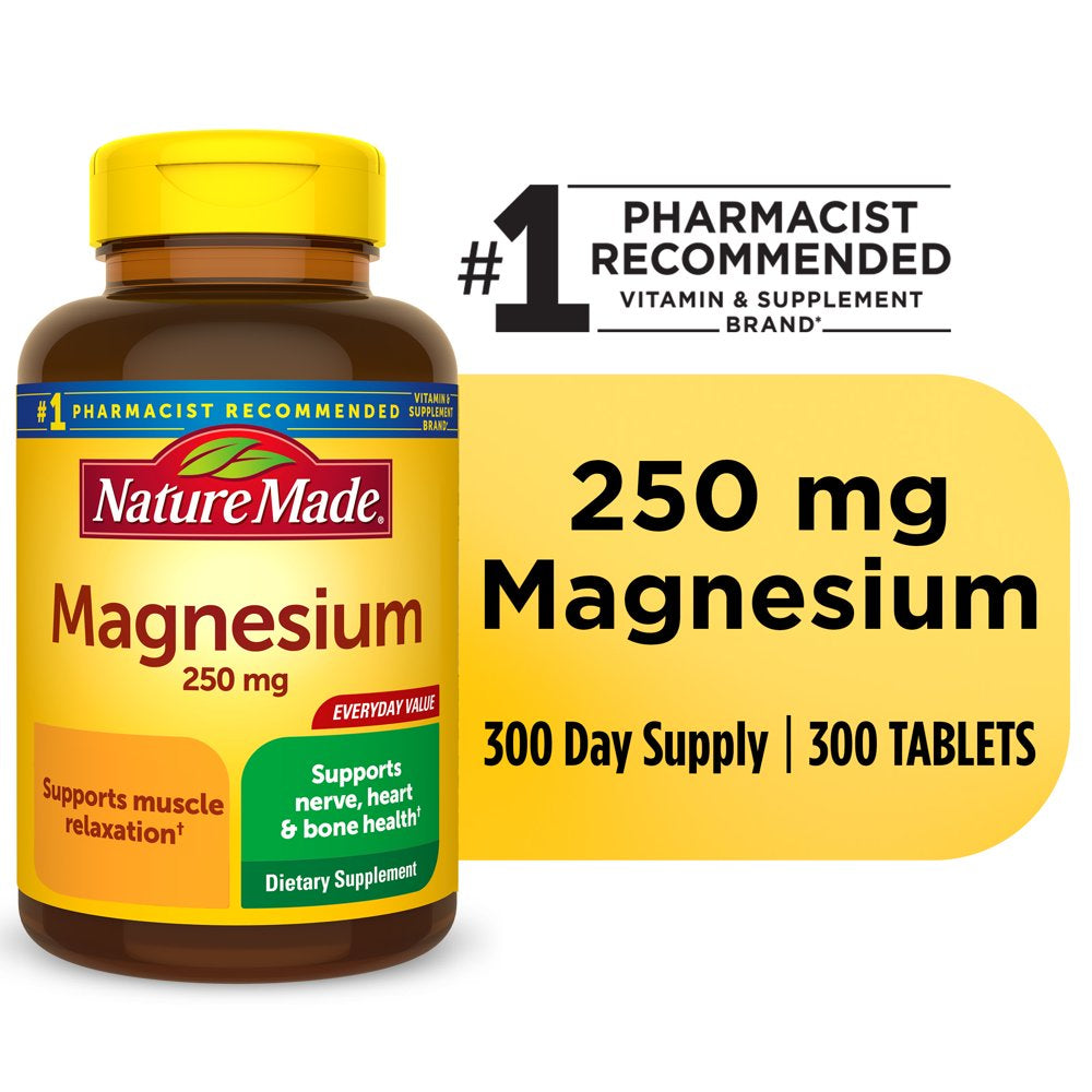 Nature Made Magnesium Oxide 250 Mg Tablets, Dietary Supplement, 300 Count