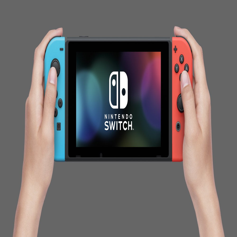 Nintendo Switch Console with Neon Blue & Red Joy-Con.