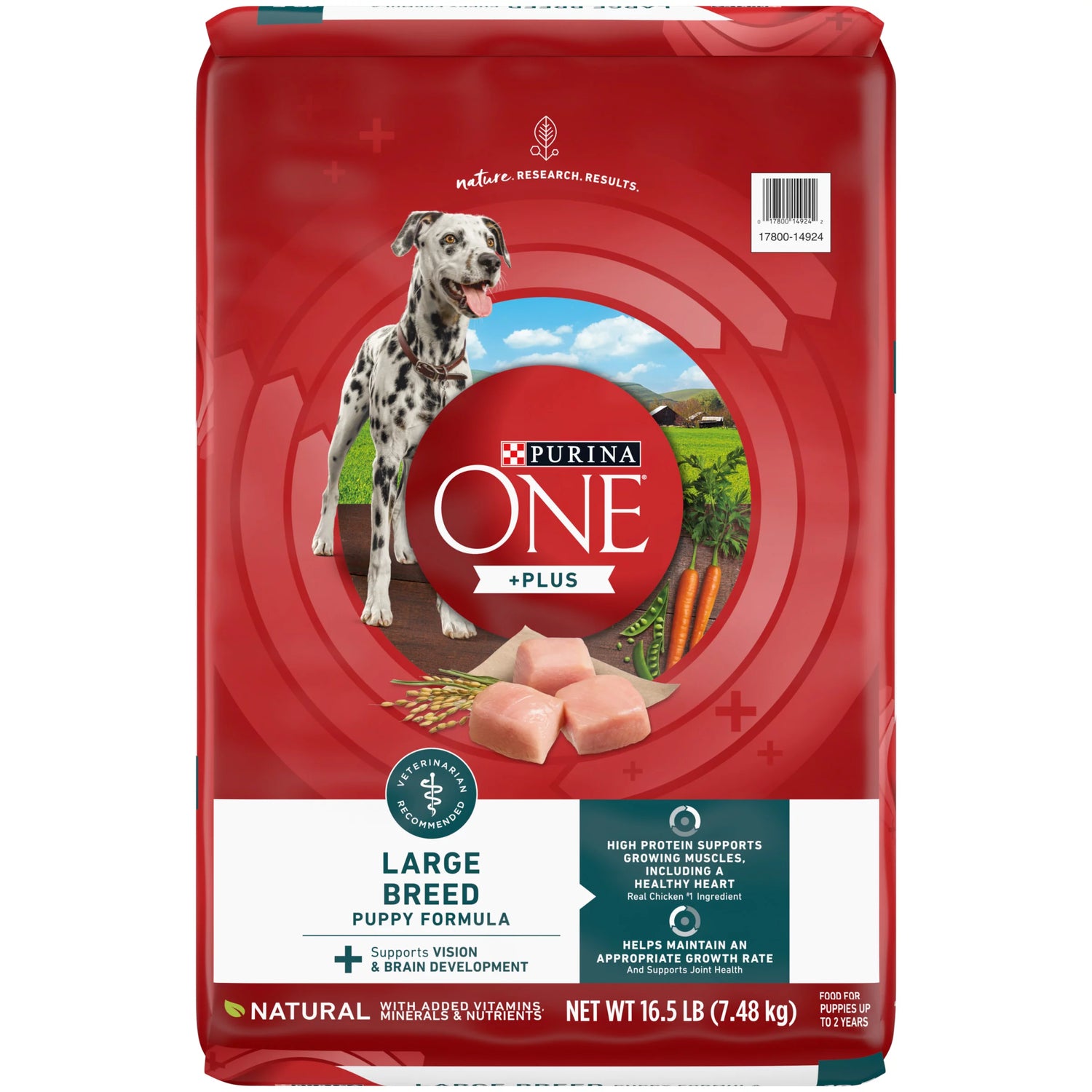 Purina ONE Natural, High Protein, Large Breed Dry Puppy Food, +Plus Large Breed Formula, 16.5 Lb. Bag