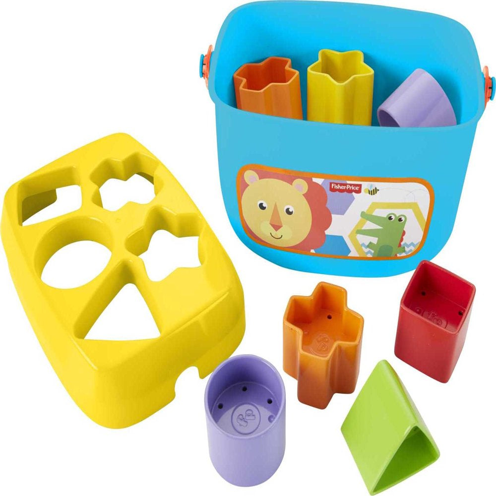Fisher-Price Baby’S First Blocks Shape Sorting Toy with Storage Bucket, 12 Pieces