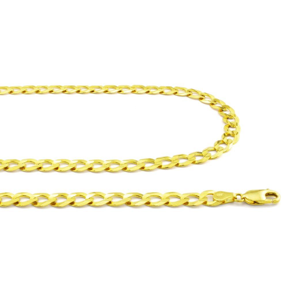 Nuragold 14K Yellow Gold 7Mm Solid Cuban Curb Link Chain Bracelet, Mens Jewelry Lobster Clasp 8" 8.5" 9"