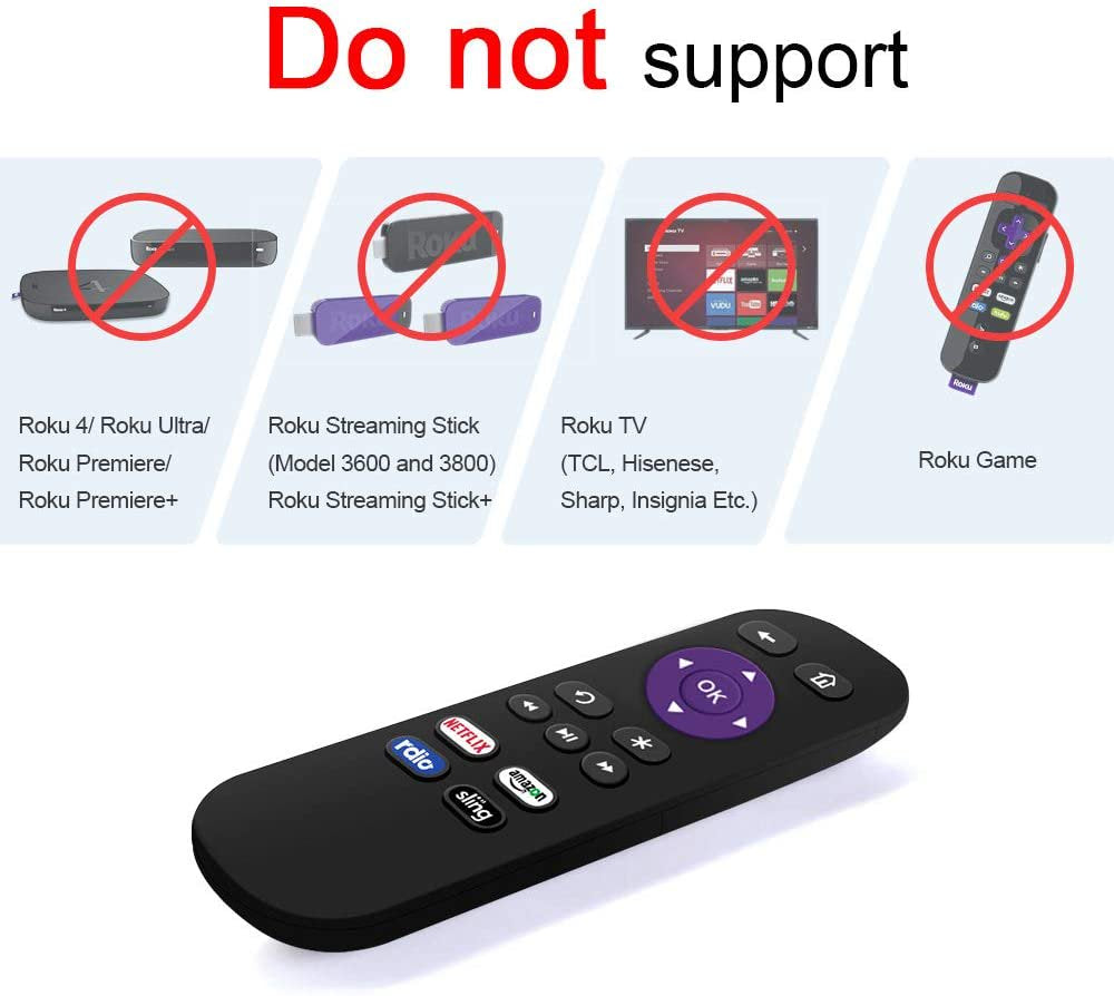 Roku Replacement Remote 3 for Roku Streaming Media Players Only 1/2/3/4 LT HD XD XS (No Pairing Required - Doesn'T Pair to Roku Stick)