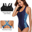 Charmo Women Athletic One Piece Swimsuit Sport Bathing Suit Splice Swimwear