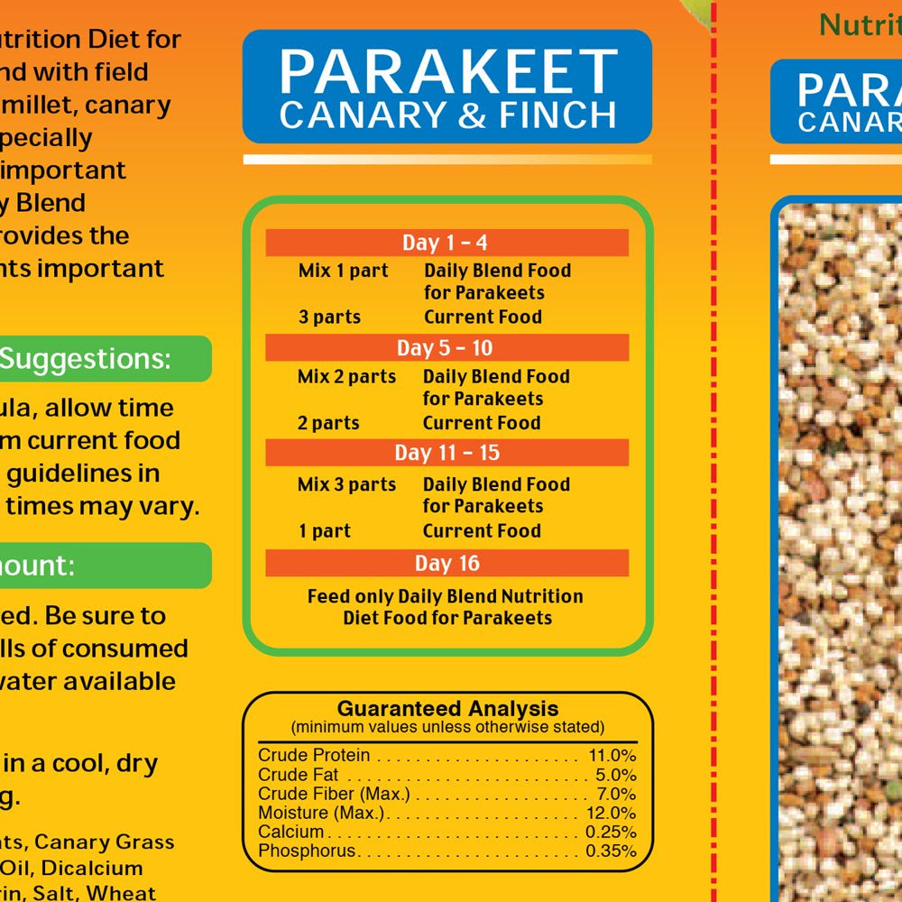 Wild Harvest Parakeet, Canary & Finch Daily Nutrition Blend, 5 Lb
