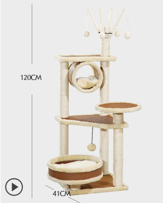 Sisal cat climbing frame small cat solid wood cat litter cat tree cat catching board